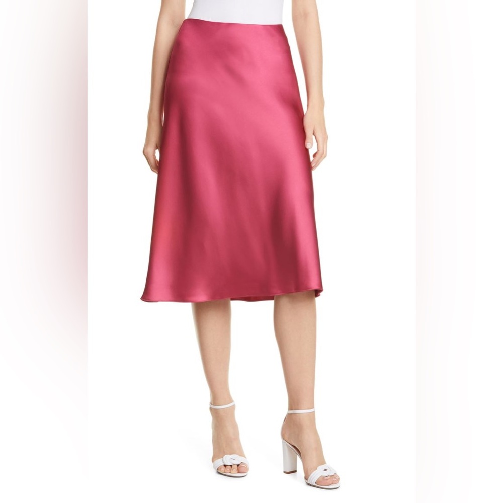Club Monaco (0) Trycia Magenta Pink Rose Satin Romantic Feminine Midi Skirt
